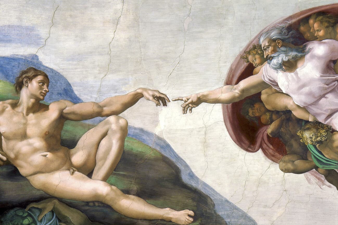 Detail from Michelangelo's Creazione di Adamo, c. 1512 — Sistine Chapel